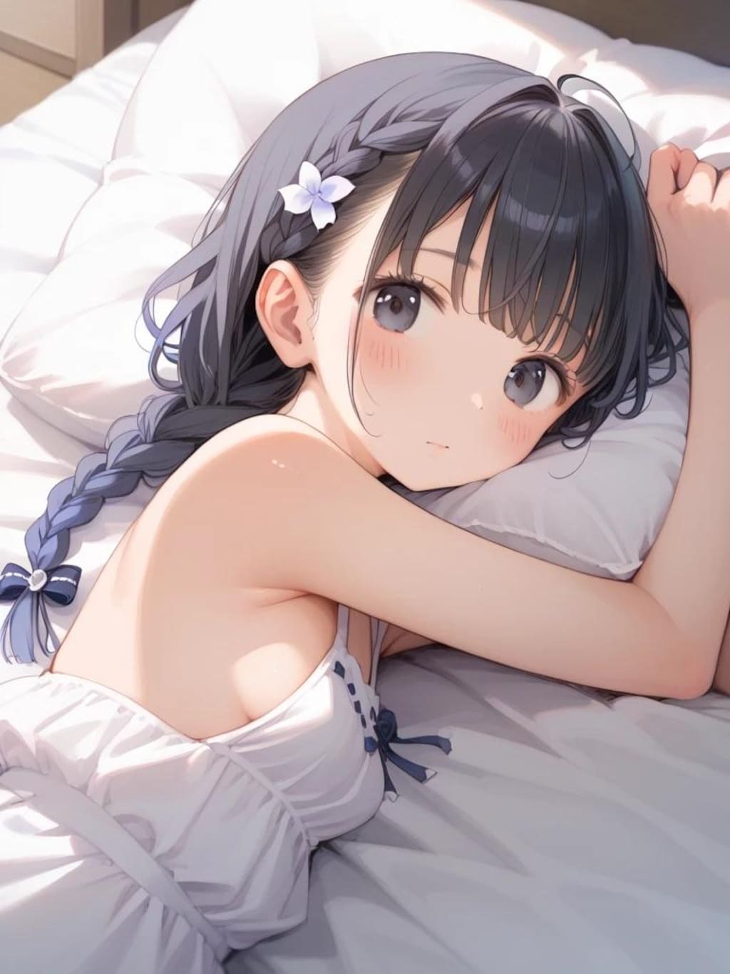 三つ編み〇リJ〇ちゃんの肩出し横乳見せ