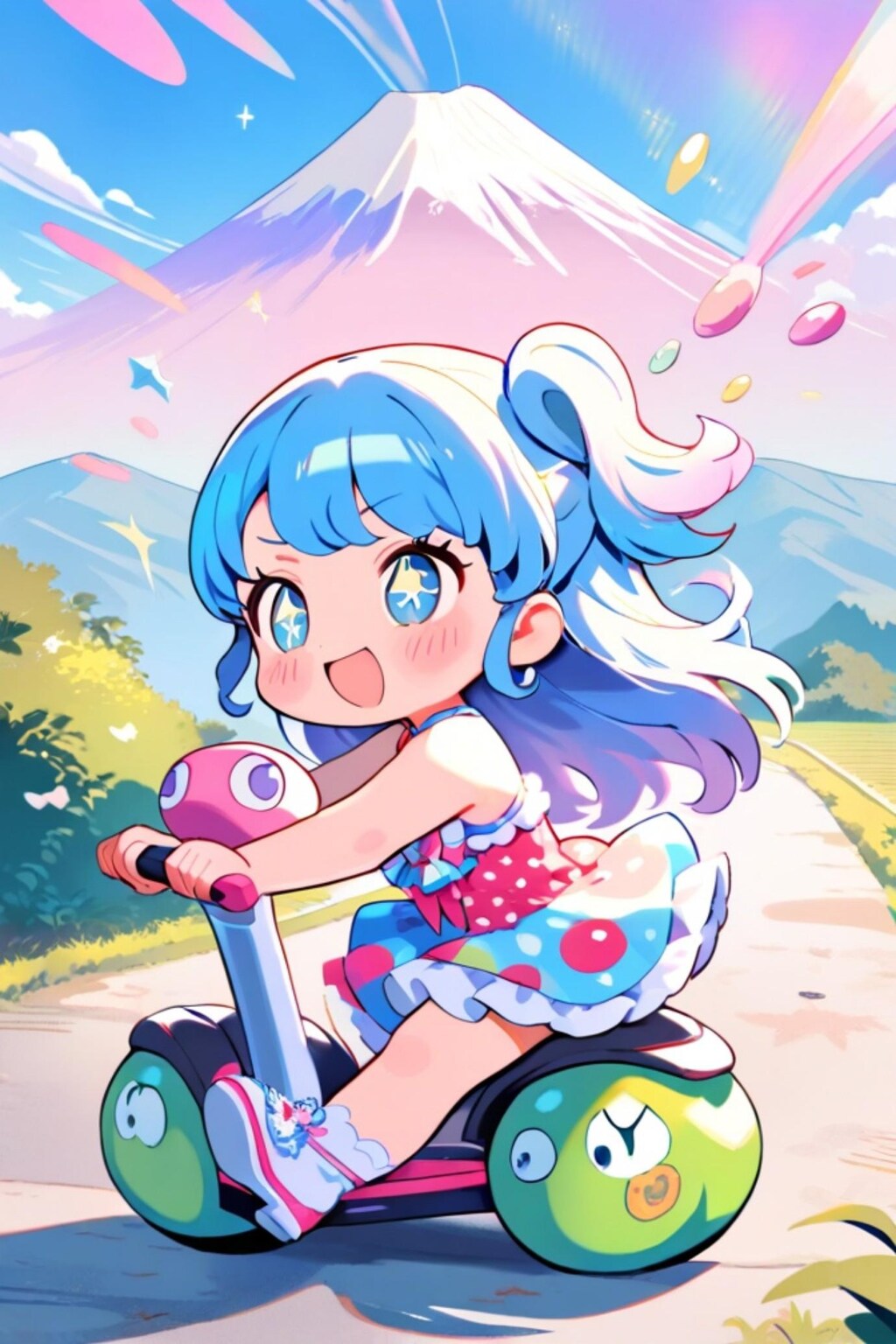 富士山と青髪ちゃん