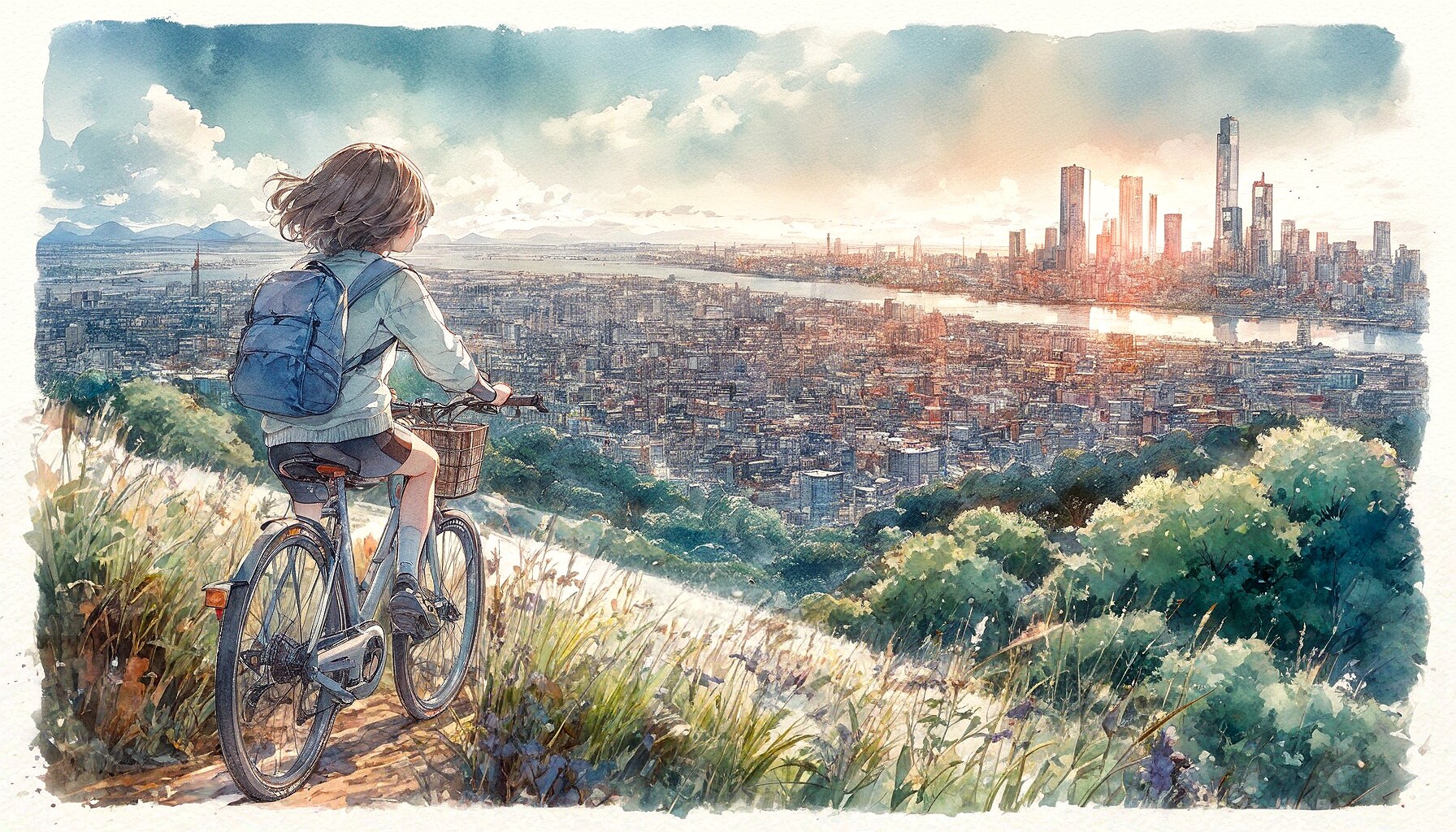 街の呼吸、新しい朝に進む (自転車と少女⑩)