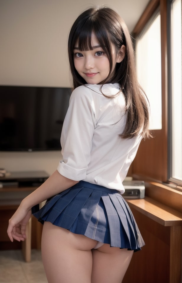 女子校生のチラ見せたくし上げ