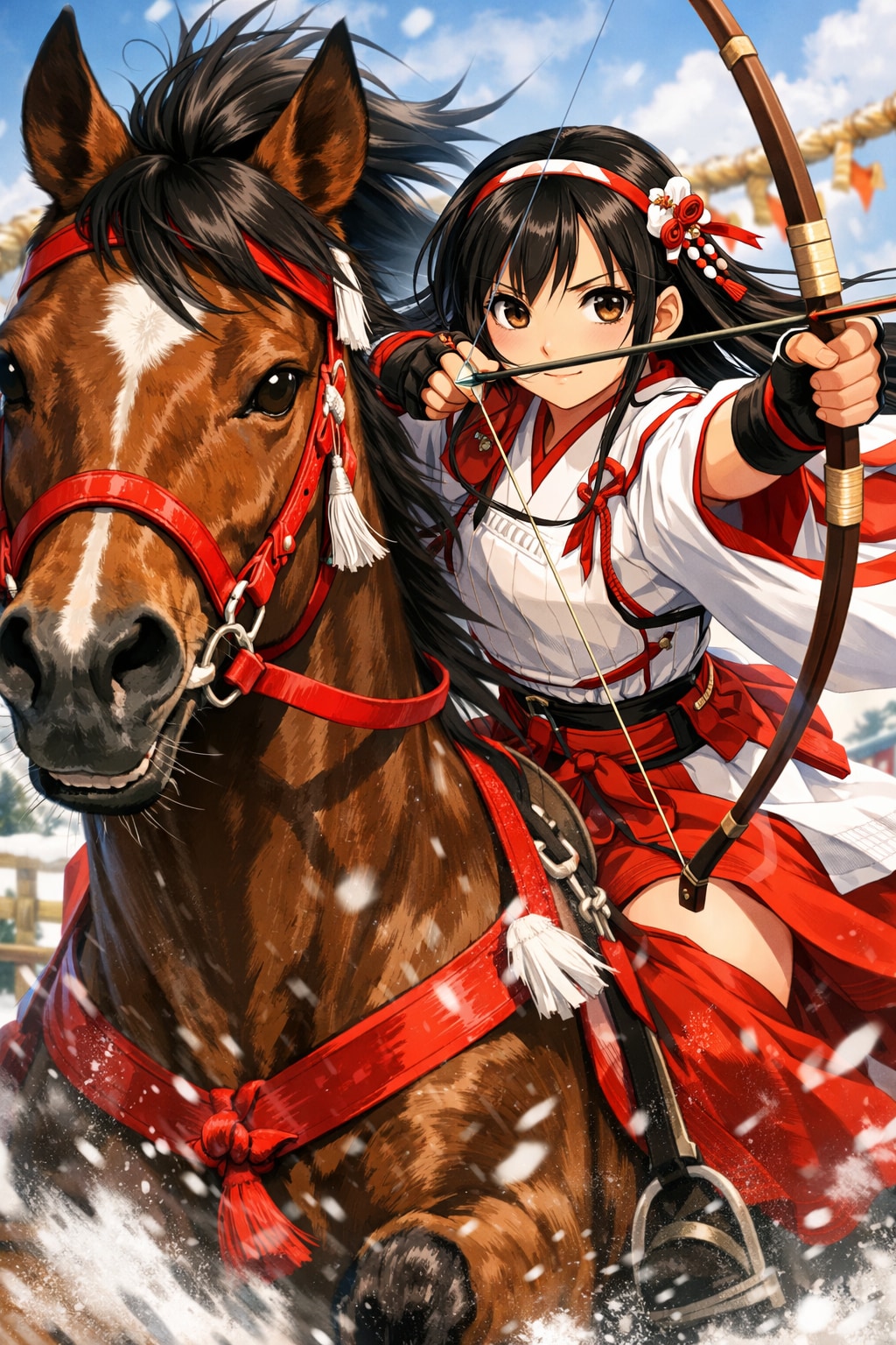 流鏑馬の神事を行う女の子