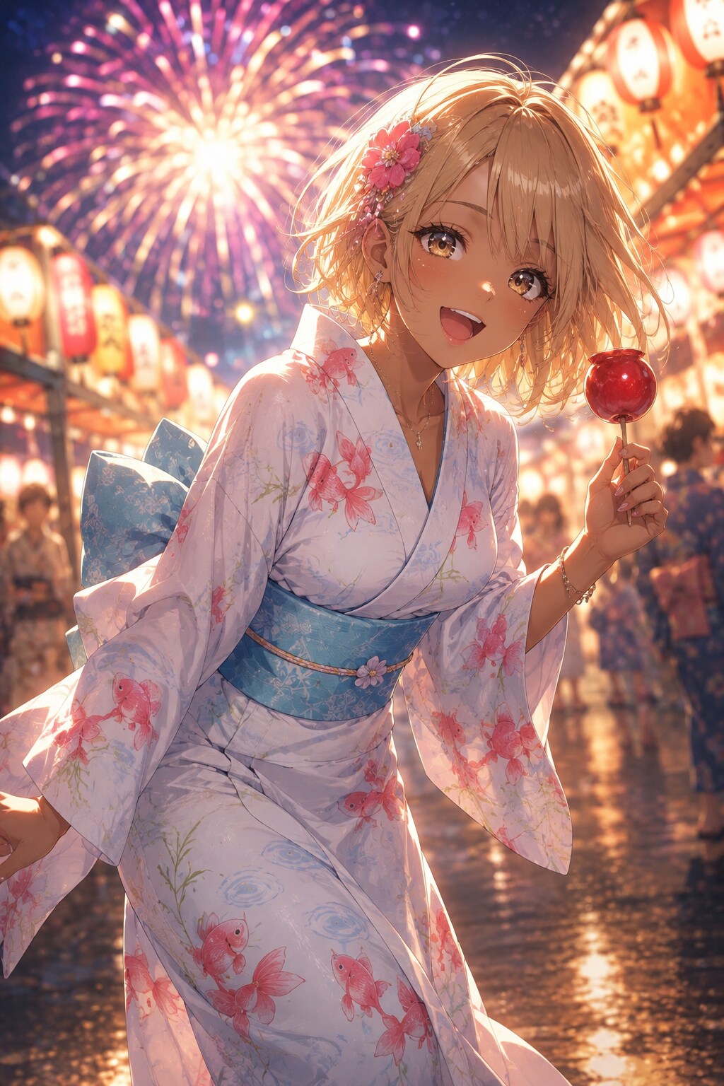 金髪ギャル 小さなりんご飴
