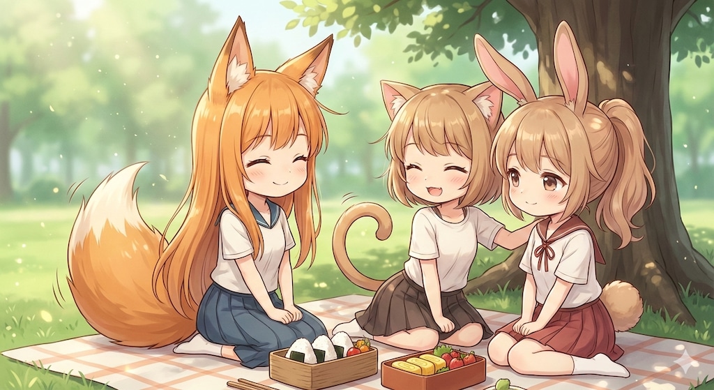 公園でご飯です