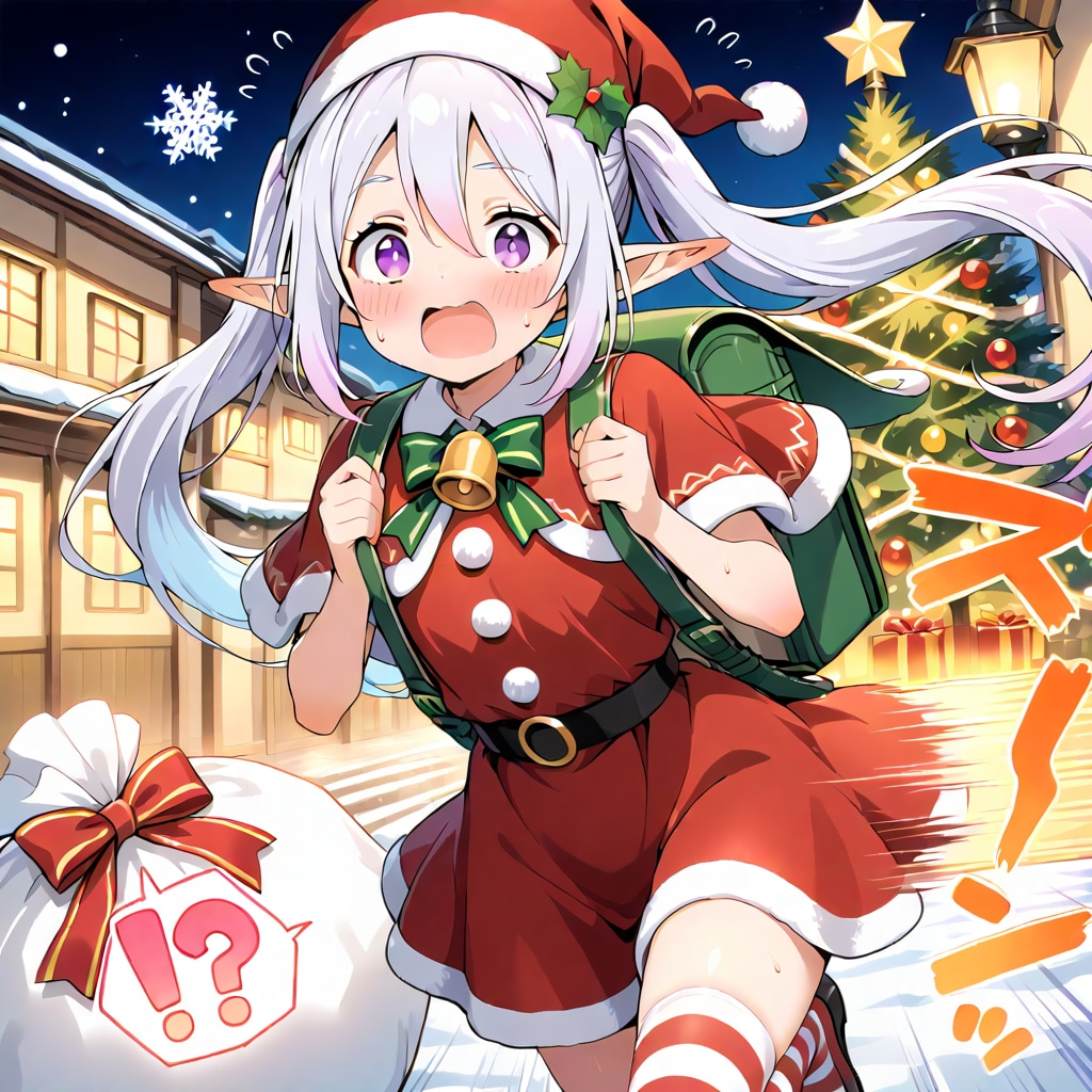 クリスマス直前！慌ててプレゼントを配るエルフの女の子