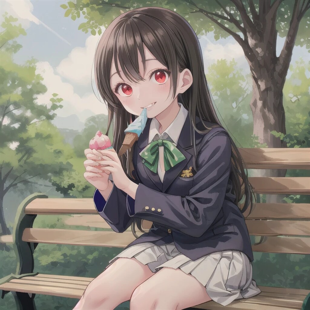 黒髪ロングでブレザーの少女６８