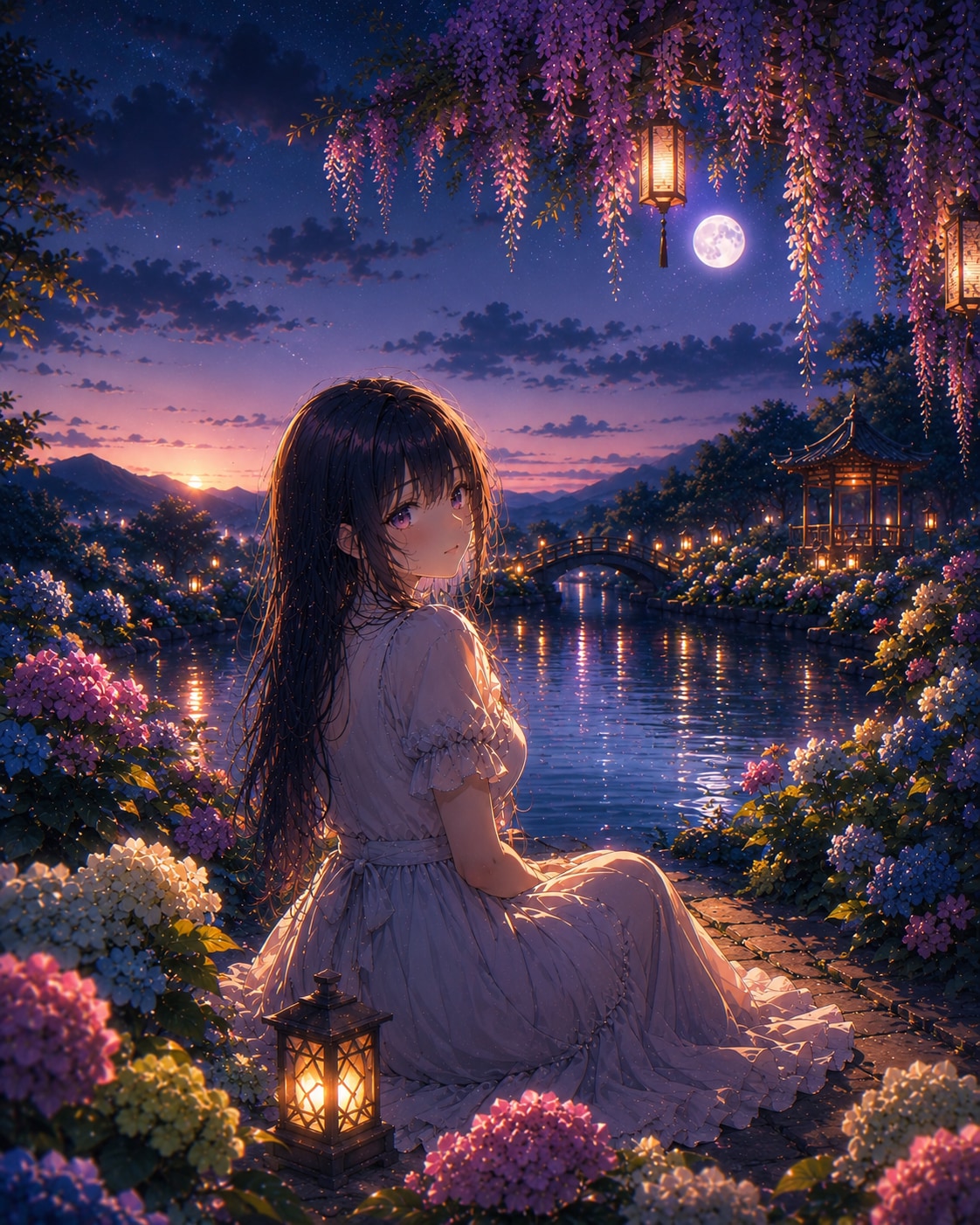 紫陽花庭園に一人