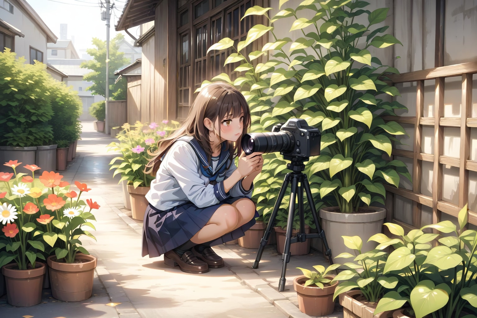 夏休みの自由研究、植物観察記録の写真撮影がしたいけどカメラの使い方がわからない | の人気AIイラスト・グラビア
