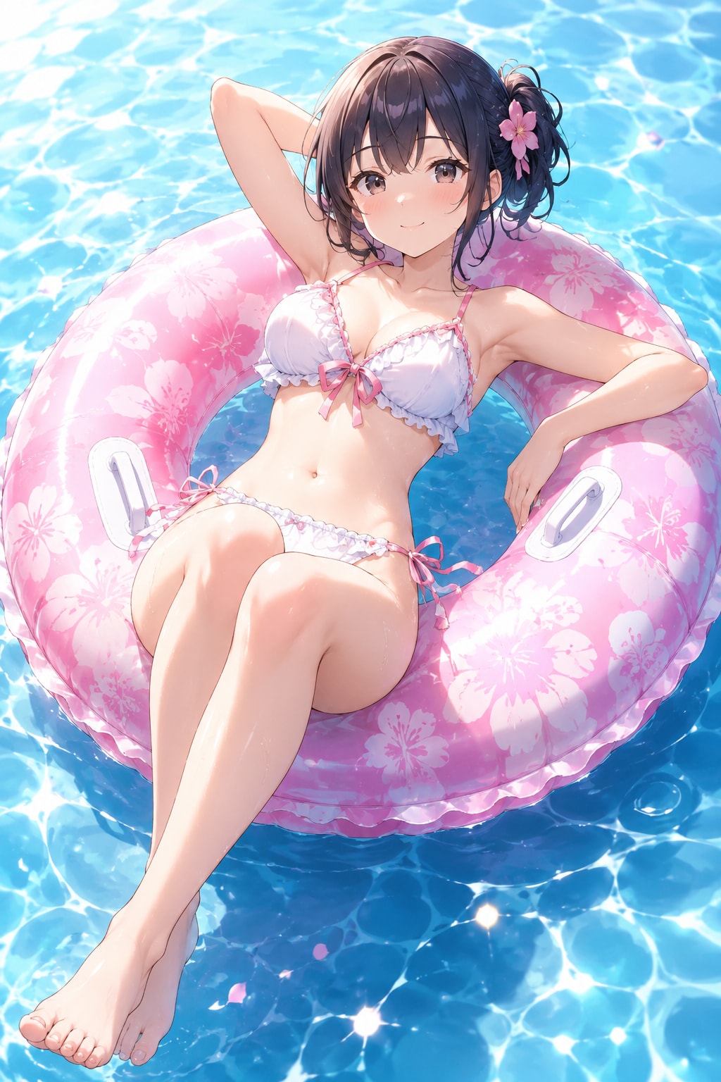 浮き輪でくつろぐgirl