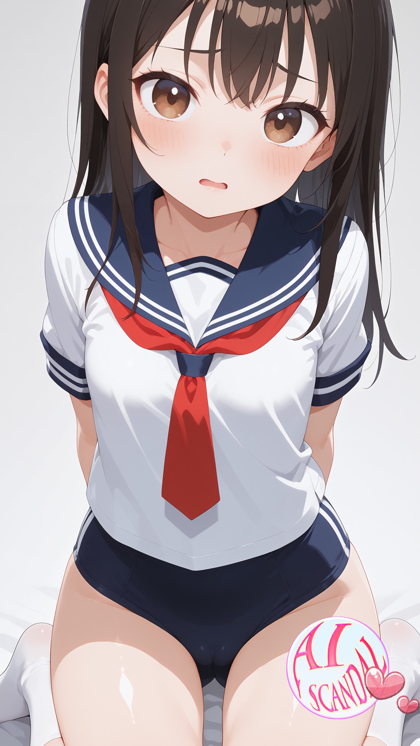 彼女とと二人っきりの秘密の時間 vol.1 つるぺた×制服×ブルマ | の人気AIイラスト・グラビア