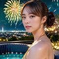 祝１０万人　花火と美女 2枚目