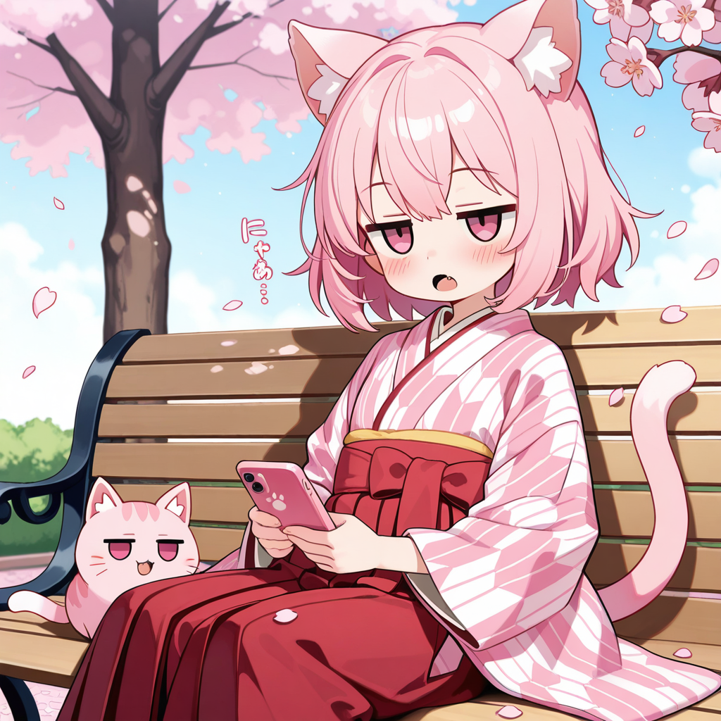 あーっ！！ねこちゃーん！！大正ロマンを撮影中にスマホいじっちゃダメ～っ！！