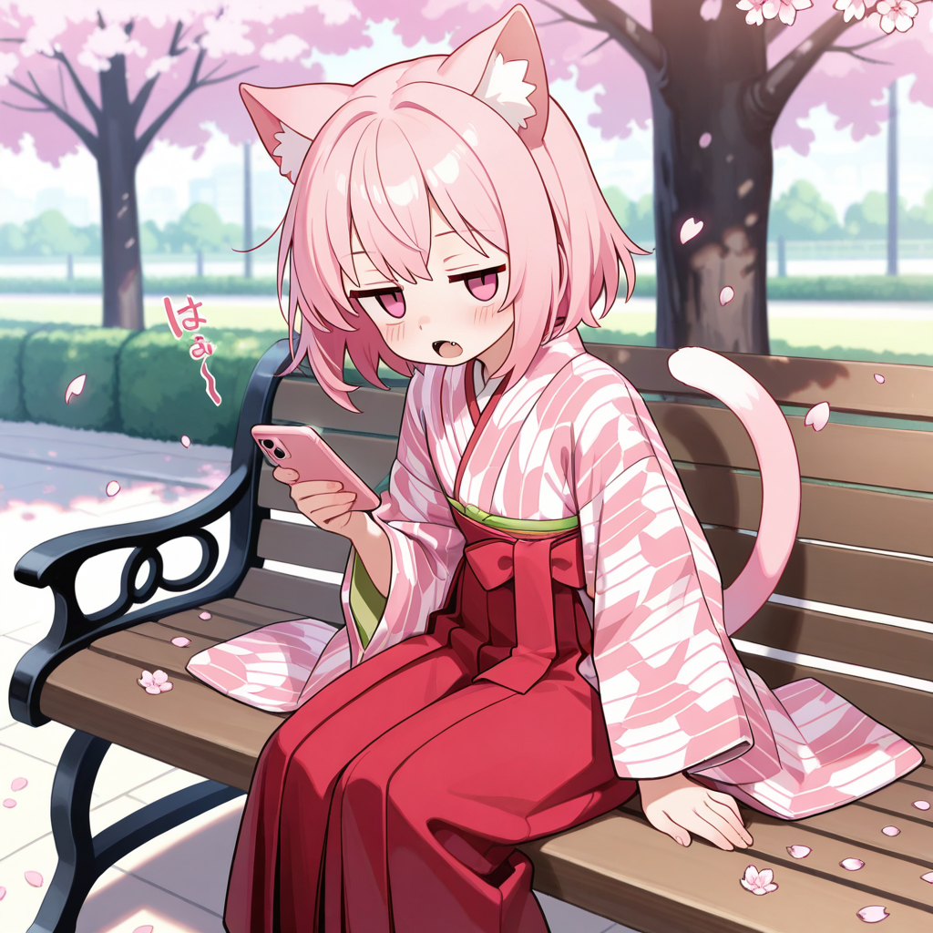 あーっ！！ねこちゃーん！！大正ロマンを撮影中にスマホいじっちゃダメ～っ！！