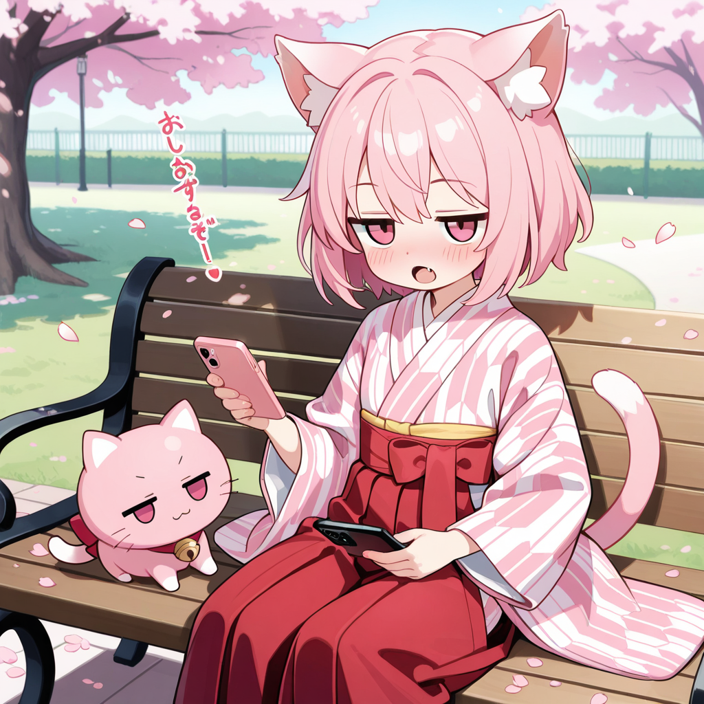 あーっ！！ねこちゃーん！！大正ロマンを撮影中にスマホいじっちゃダメ～っ！！