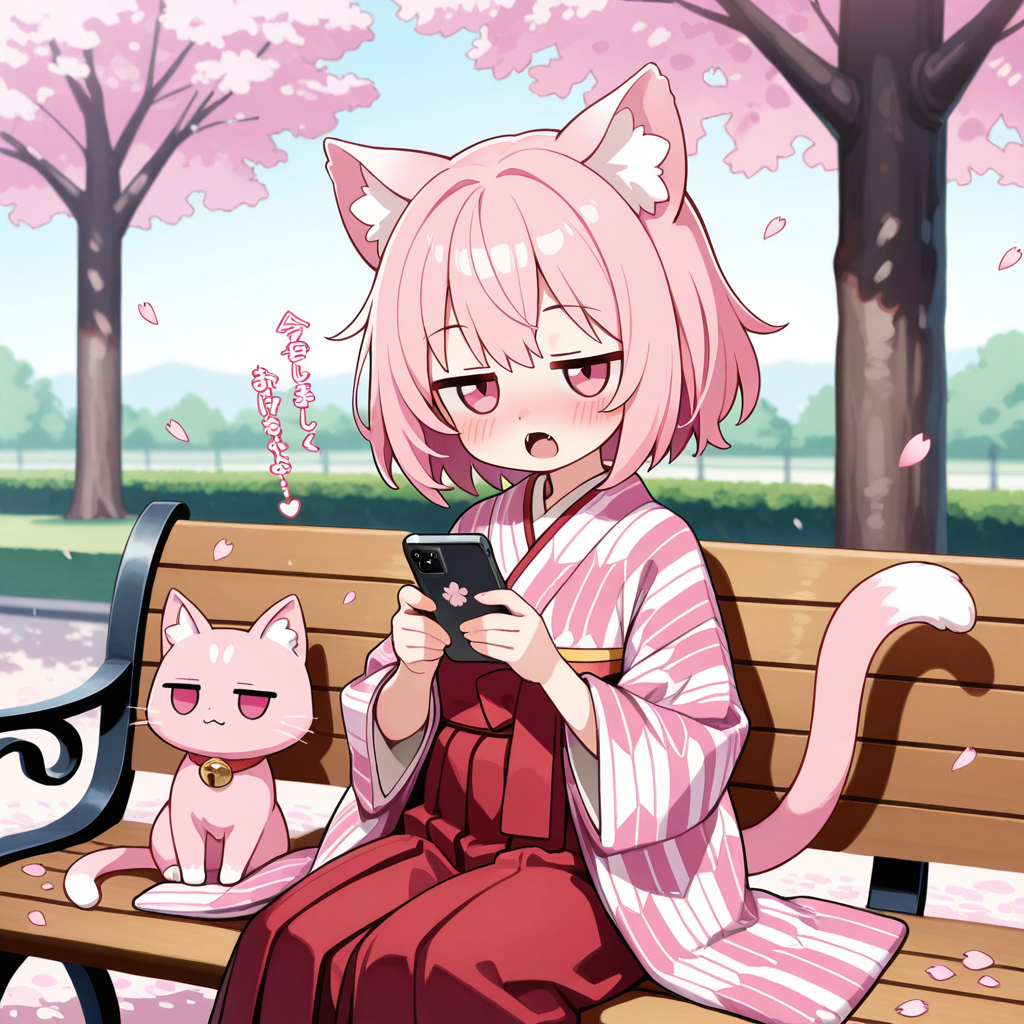 あーっ！！ねこちゃーん！！大正ロマンを撮影中にスマホいじっちゃダメ～っ！！