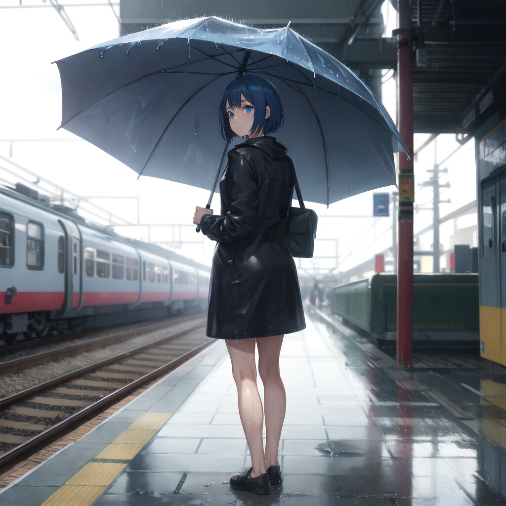 雨上がりの駅ホーム