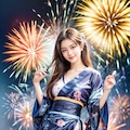 花火とセクシー美女 10枚目
