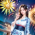 花火とセクシー美女 2枚目