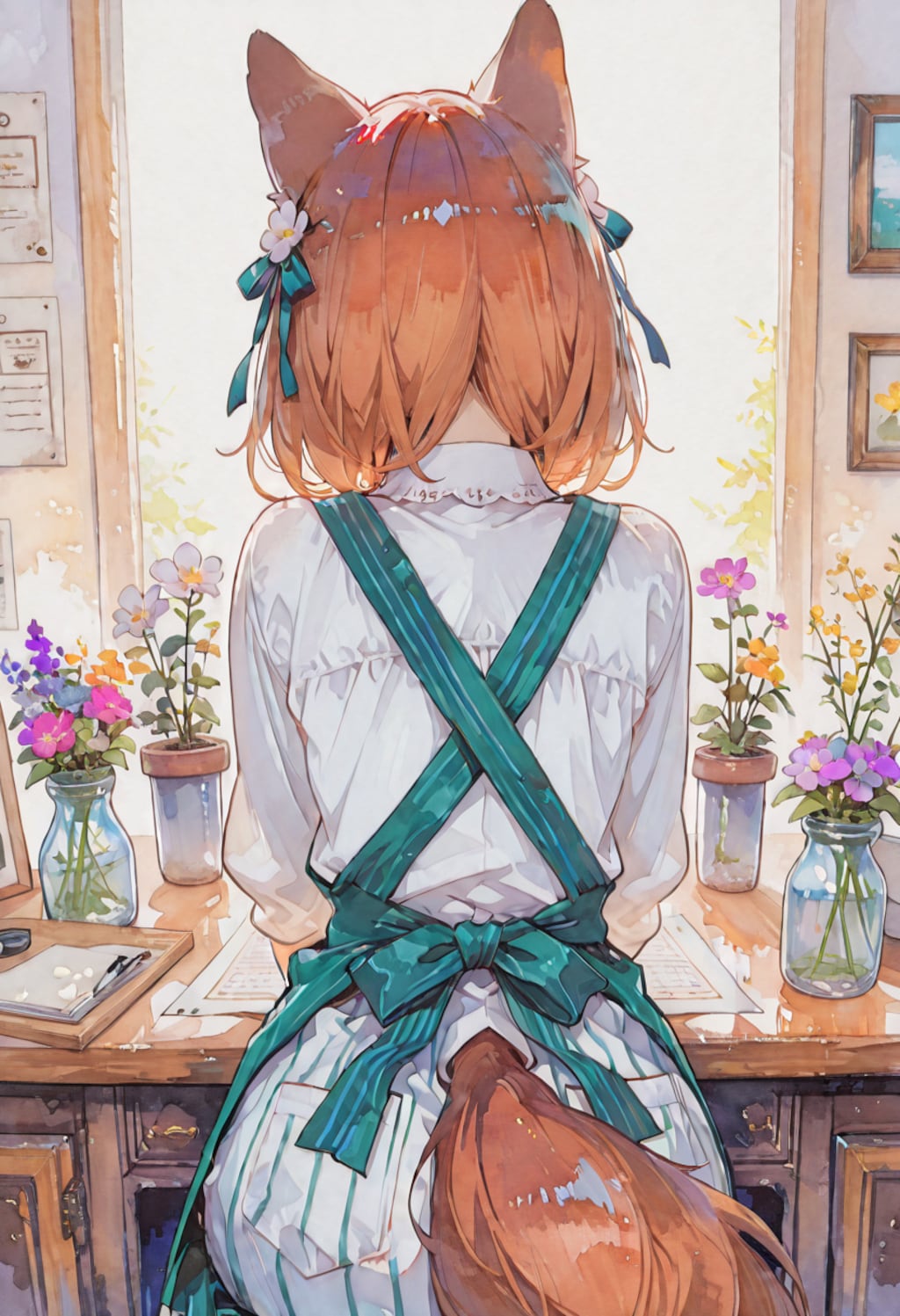 お仕事中の背中