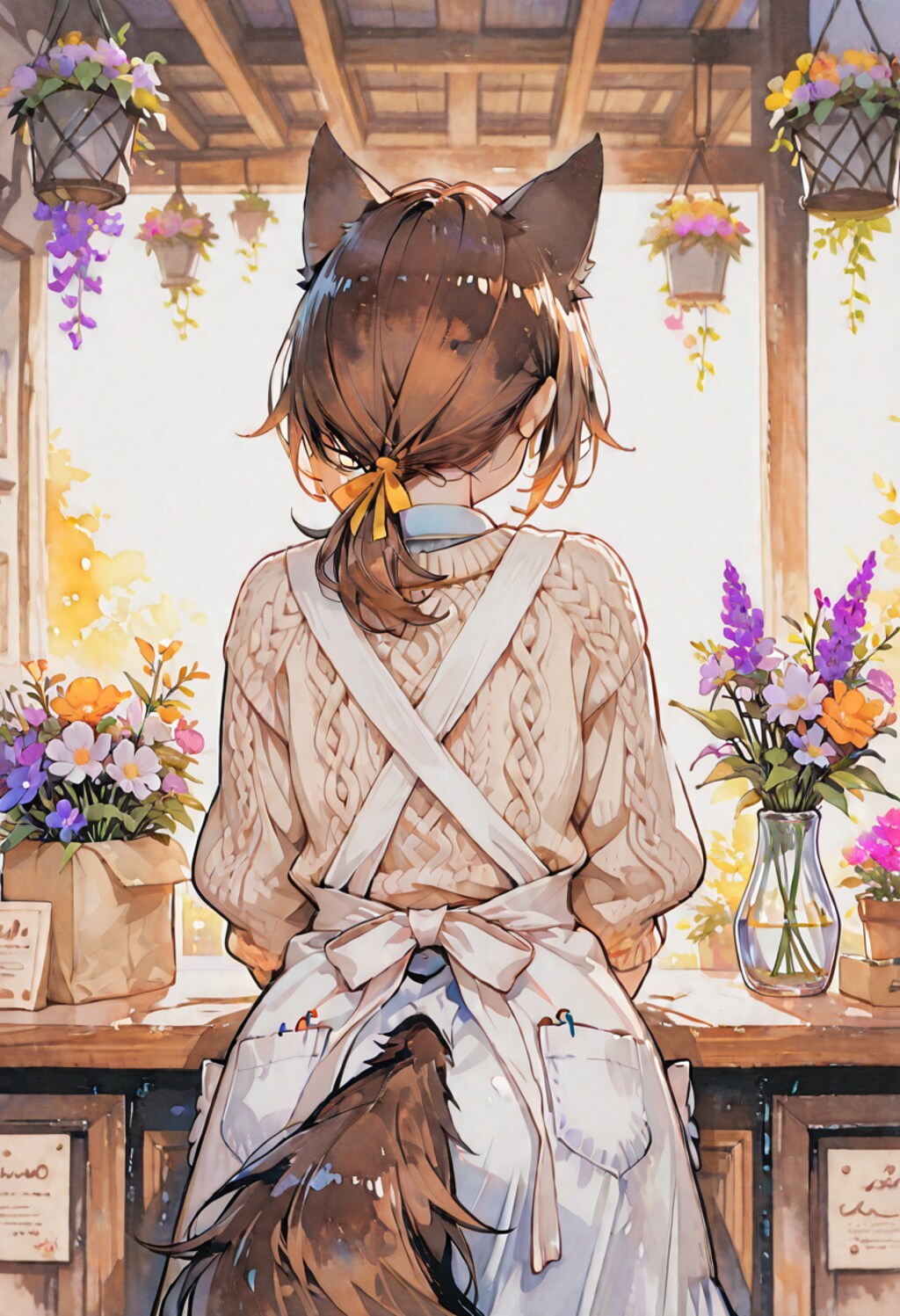 お仕事中の背中