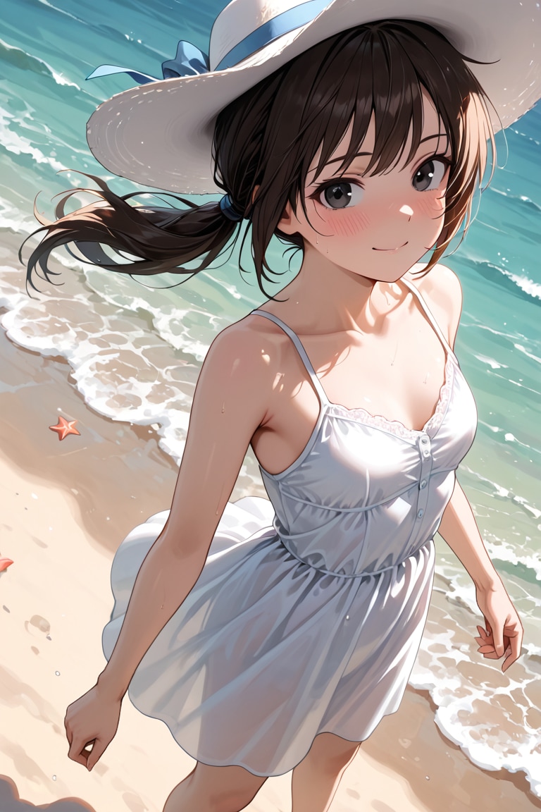 白い砂浜とワンピース