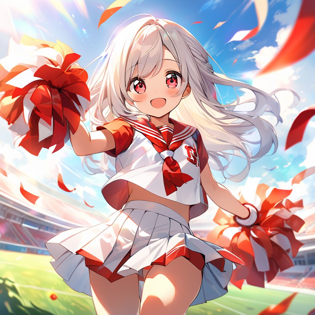 銀髪ロングでチアガールの少女６ | の人気AIイラスト・グラビア