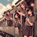 古い列車と少女 3枚目