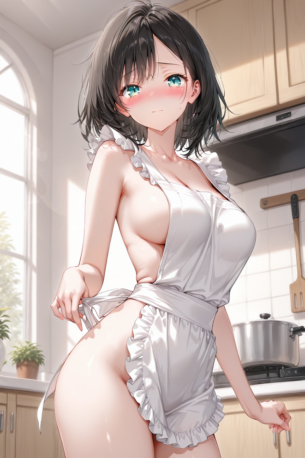 夏の裸エプロン