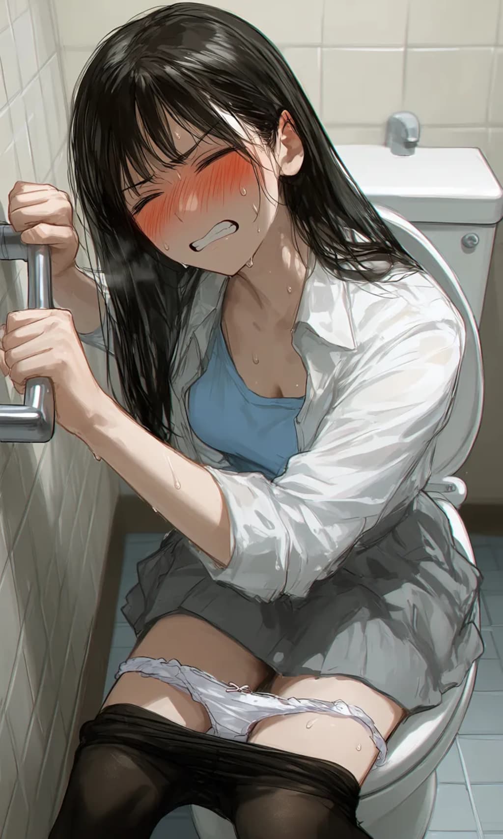 手すりを握って、持てる全ての力でふんばる女の子4