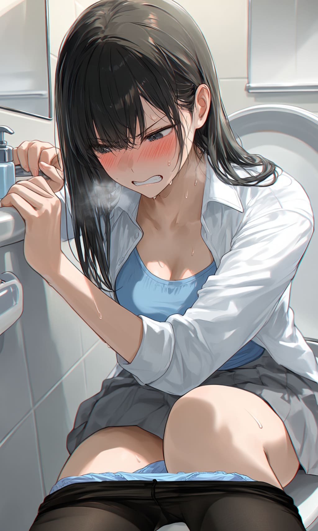 手すりを握って、持てる全ての力でふんばる女の子4