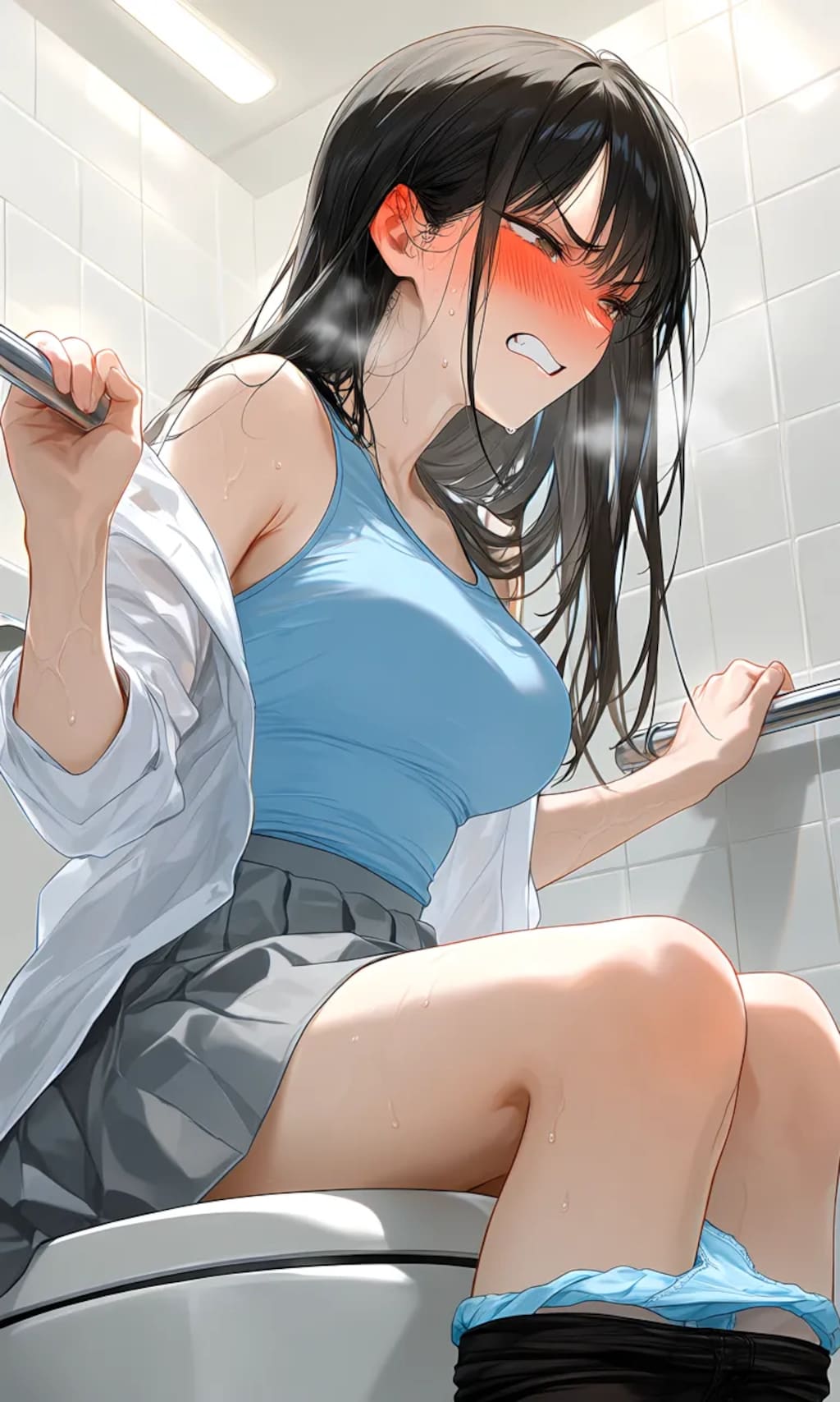 手すりを握って、持てる全ての力でふんばる女の子4