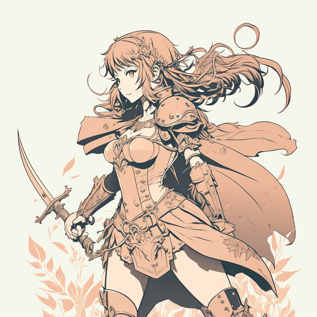 髪とコートをなびかせる美しき女騎士