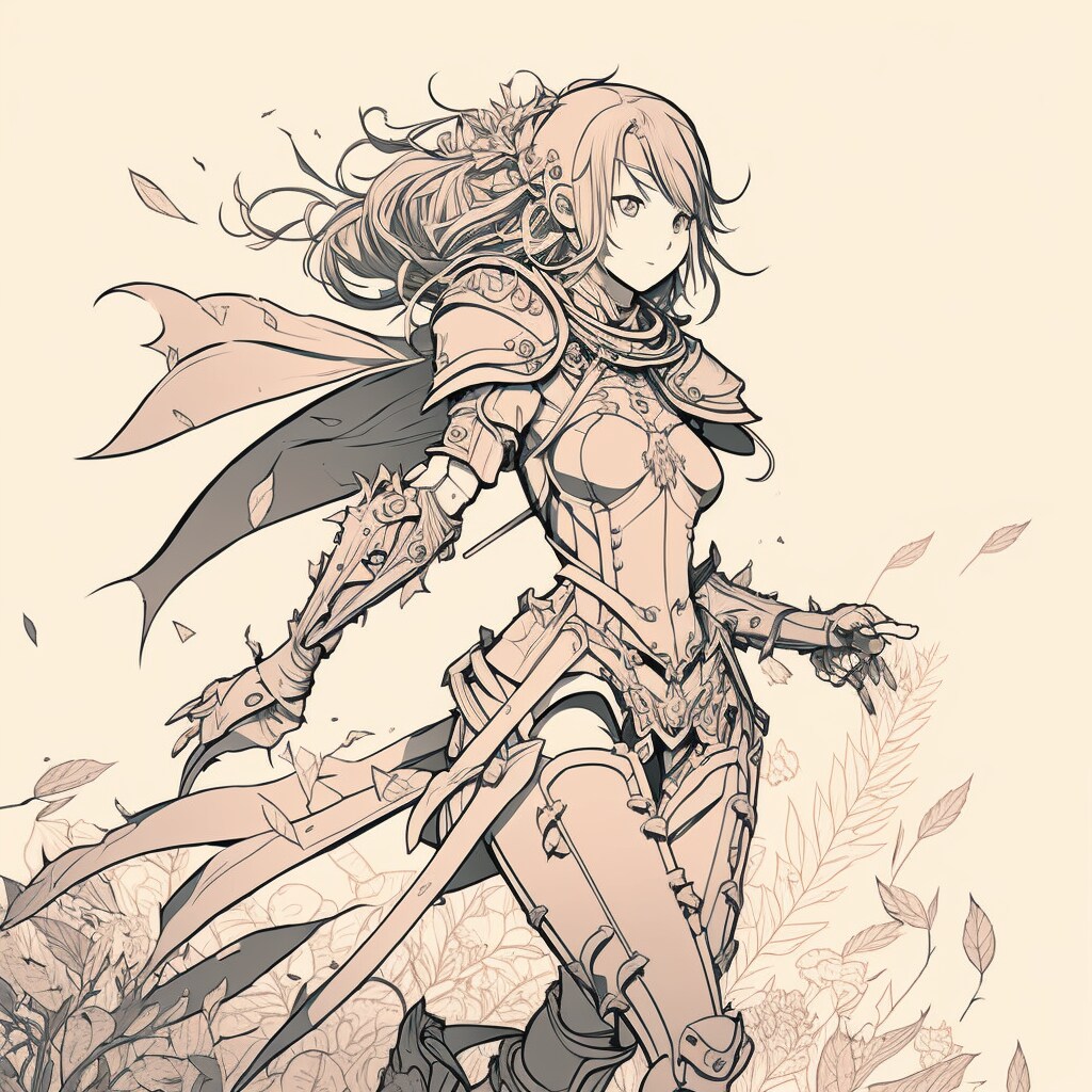 髪とコートをなびかせる美しき女騎士