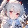 寒そうな夜の銀髪の美少女 2枚目