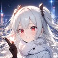 寒そうな夜の銀髪の美少女 3枚目