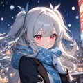寒そうな夜の銀髪の美少女 6枚目