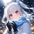寒そうな夜の銀髪の美少女 5枚目