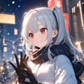 寒そうな夜の銀髪の美少女 7枚目