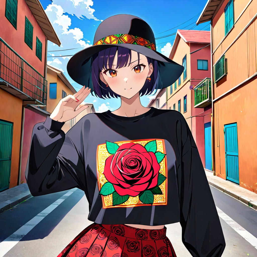 キテンゲ[薔薇]×Ｔシャツ