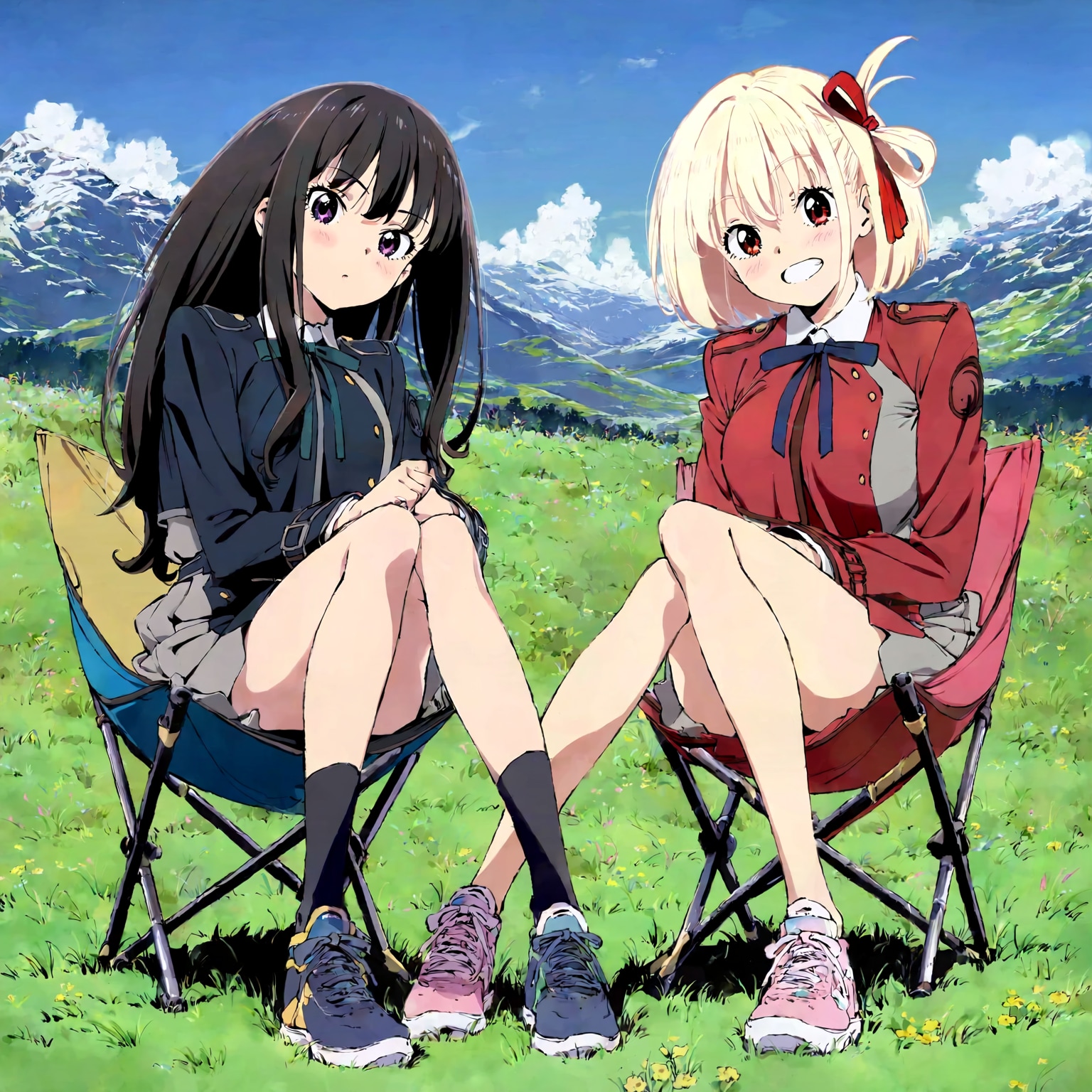 高原の二人