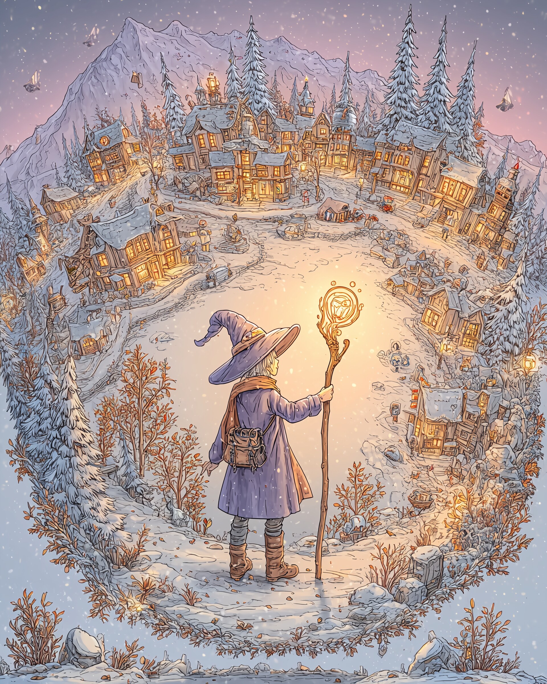 雪降る魔法の町へ | の人気AIイラスト・グラビア