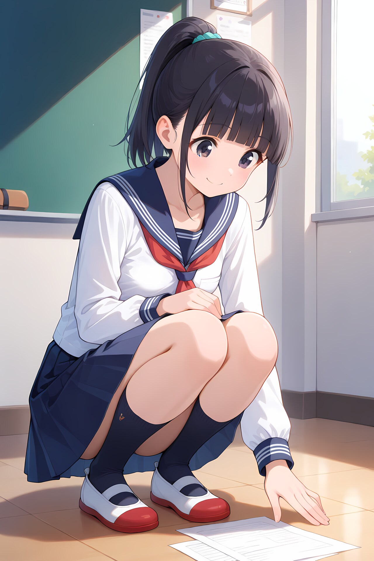 紙を拾う