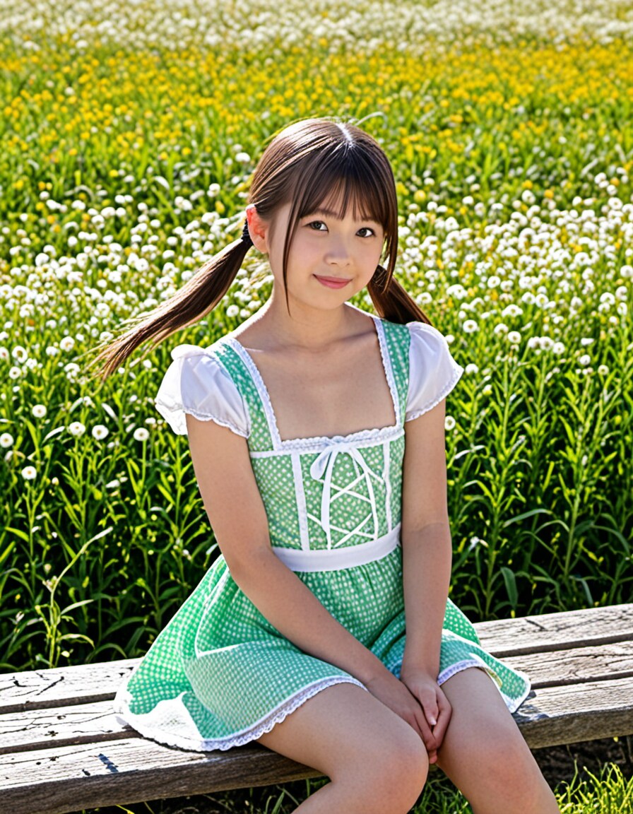 花畑で少女ポートレート_5