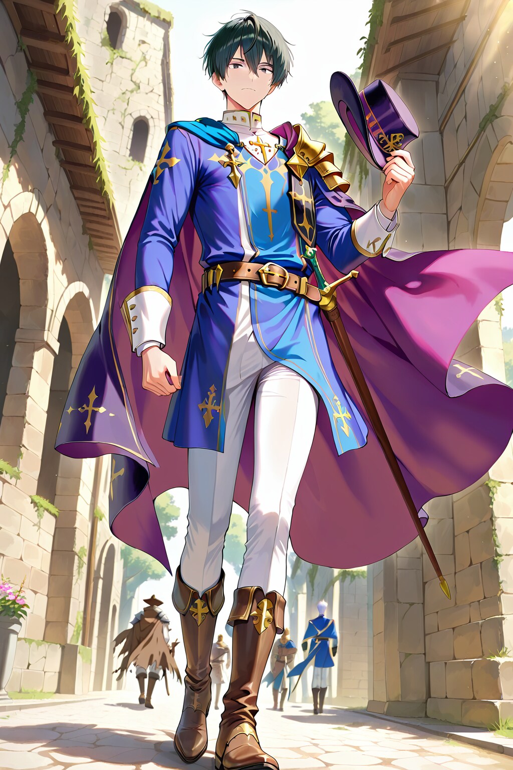 ファンタジー遺跡地下、アニメ風若き司教1-1-2-3-4-2