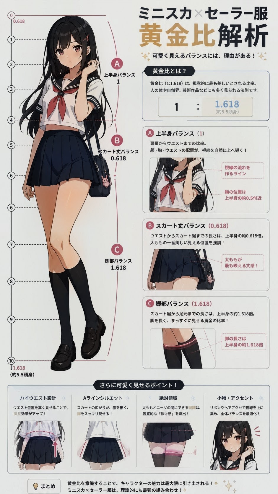 『萌的身体比率論 ― ミニスカ×セーラー服 黄金比解析』