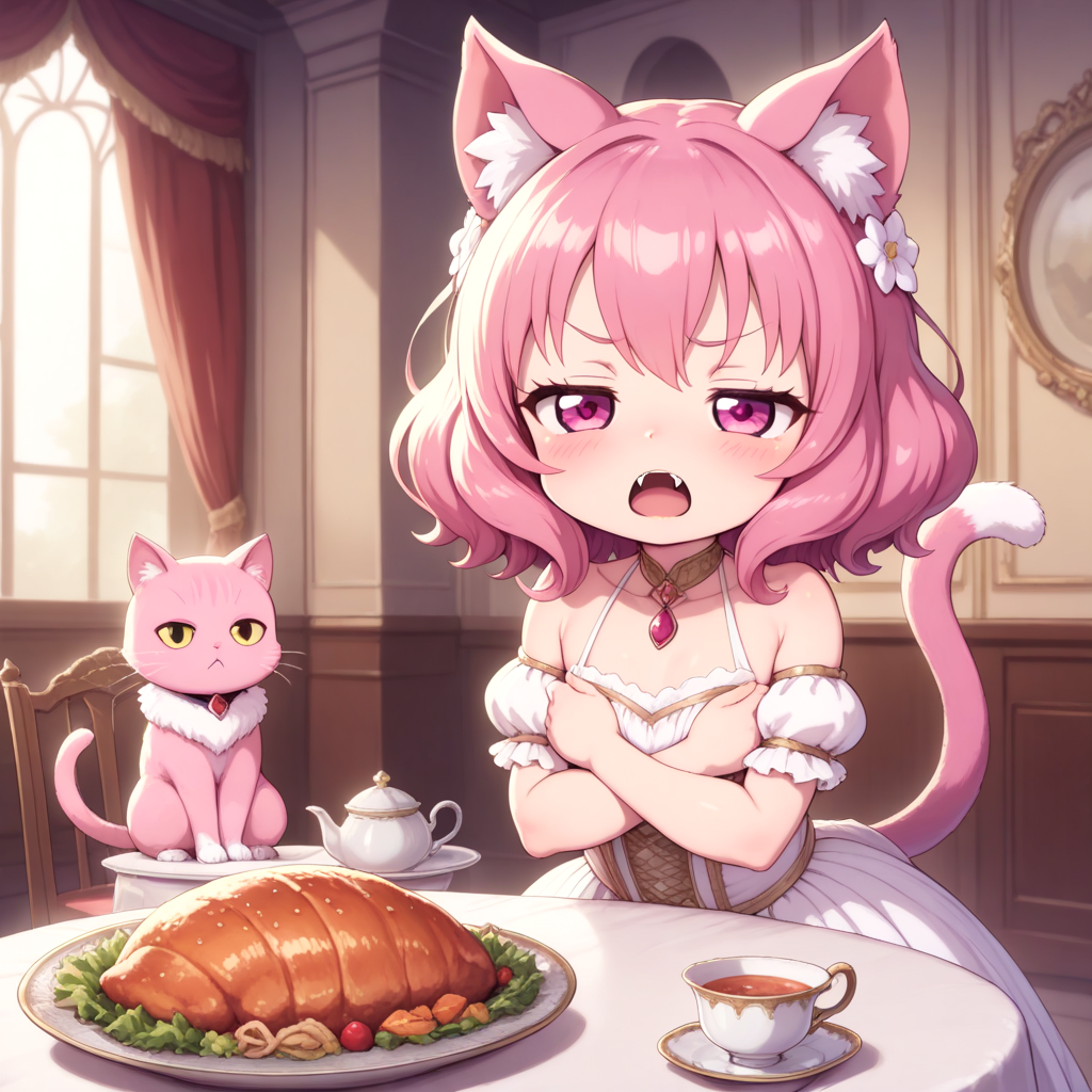 はぁ～。わたくし、今日はちゅーるか猫缶でと申しましたわよねぇ！！