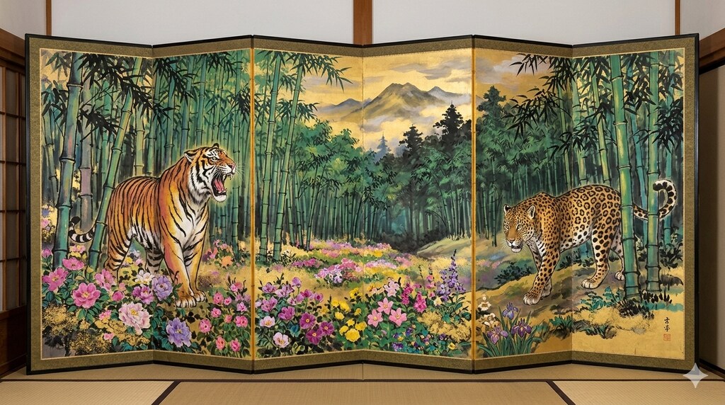狩野派竹林豹虎屏風（ハウマッチプライス）