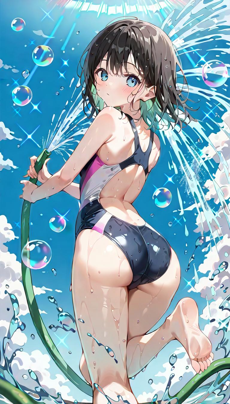 少女水浴び中