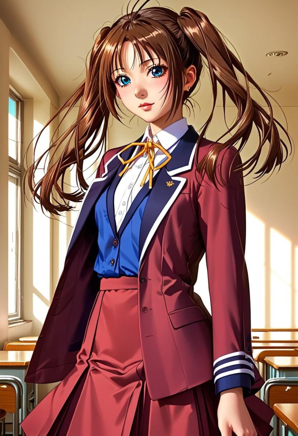 茶髪ツインテ貧乳女子高生