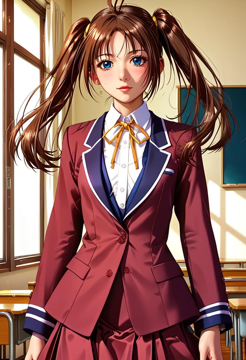 茶髪ツインテ貧乳女子高生 | の人気AIイラスト・グラビア