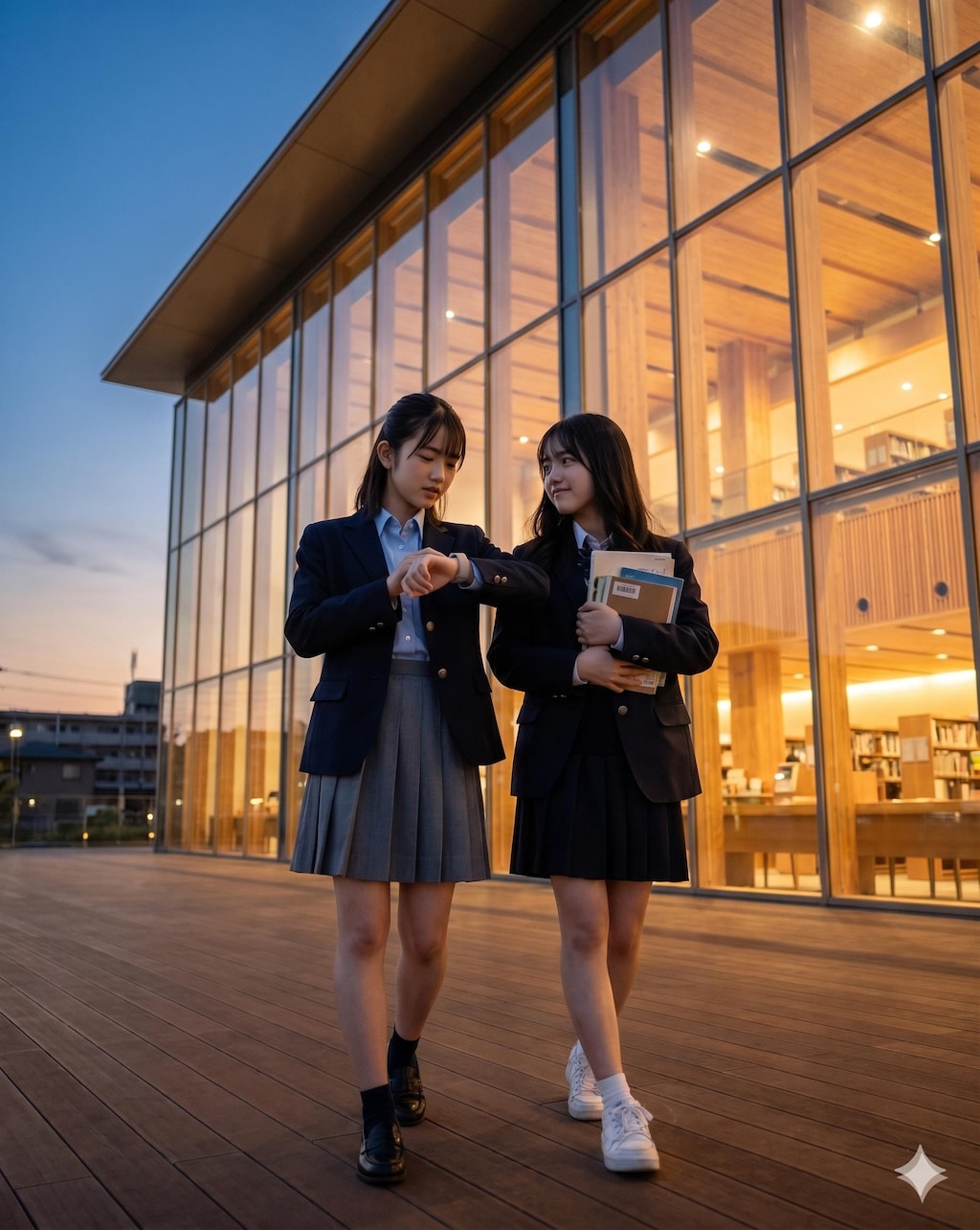 普通の美少女たち　図書館前